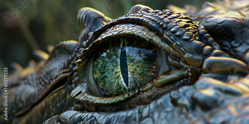 The eye of a crocodile,Close-Up View: Crocodile Eye Detail 
