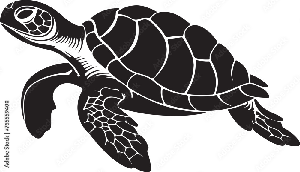 Fototapeta premium Turtle Silhouette Vector Illustration White Background