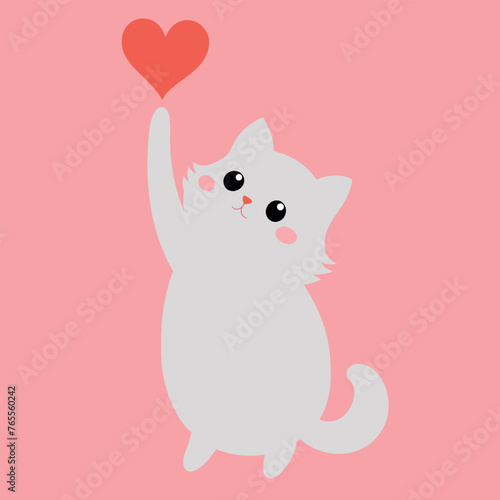 Cat and heart together in an image