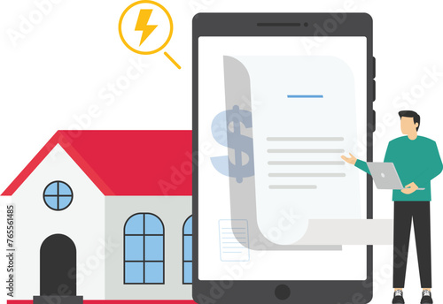 Electric bill charges paper.Home finance.Online payment.

