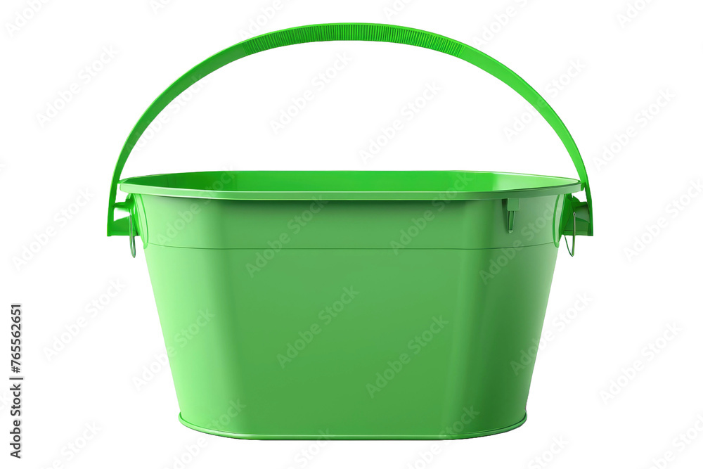 Single green beach bucket, cast shadow, placed center, high resolution, isolated against pristine white backdrop, studio lighting, high contrast, ultra realistic Single green beach bucket, cast shadow, placed center, high resolution, isolated against pristine white backdrop, studio lighting, high contrast, ultra realistic