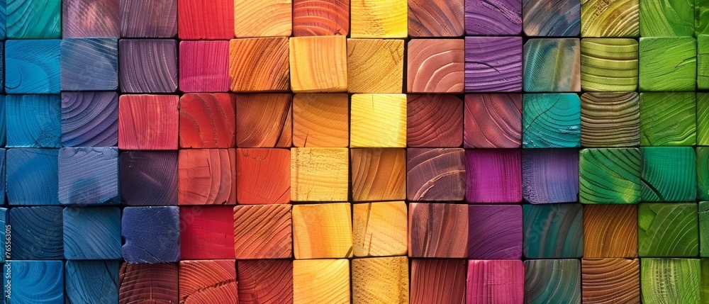 Colorful wooden background with wood blocks in rainbow colors, wooden wall texture. Wood art background with copy space for your text or artwork Colorful wooden background with wood blocks in rainbow colors, wooden wall texture. Wood art background with copy space for your text or artwork
