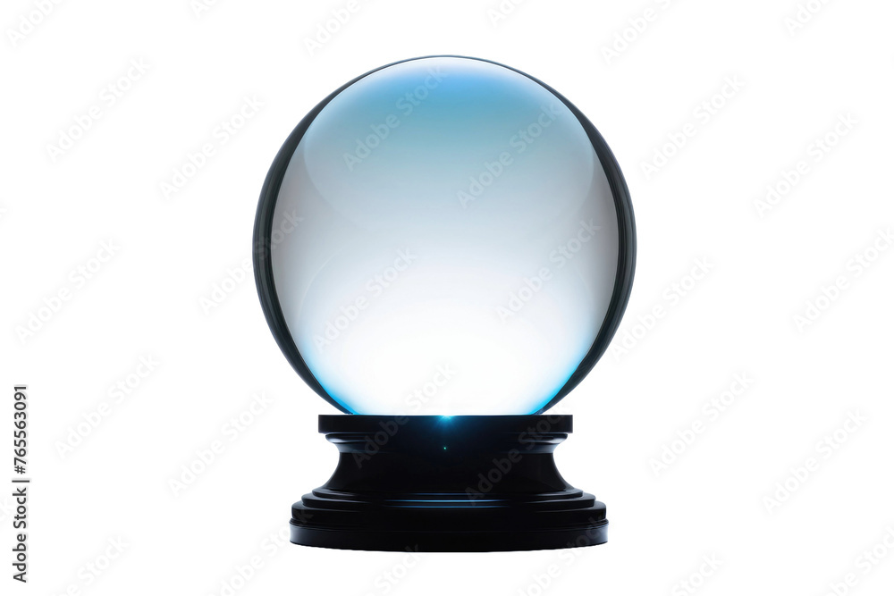 Magical glass sphere, glowing softly, central focus, pure white background, minimalist composition, isolated, hints at contained enchantment, studio lighting, sharp edges Magical glass sphere, glowing softly, central focus, pure white background, minimalist composition, isolated, hints at contained enchantment, studio lighting, sharp edges