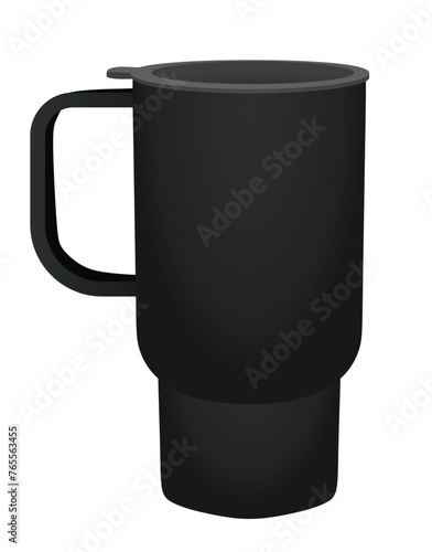 Black travel mug. vector illustration