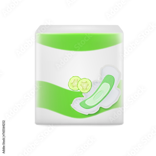 Template  polyethylene packages for sanitary napkins. Cucumber care.