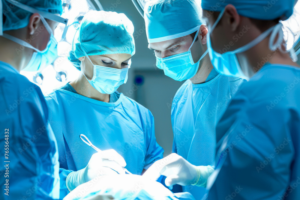 The team of doctors performing a surgical operation The team of doctors performing a surgical operation