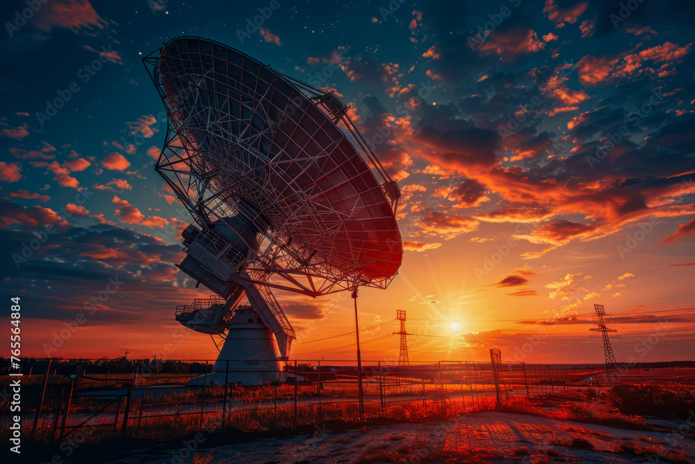 Telecommunications antennas at sunset Telecommunications antennas at sunset