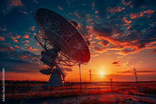 Telecommunications antennas at sunset