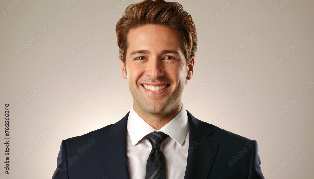 A man dressed in a suit and tie smiles warmly at the camera, showcasing his distinguished appearance A man dressed in a suit and tie smiles warmly at the camera, showcasing his distinguished appearance