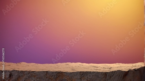  Mountain landscape featuring red and yellow skies on both sides