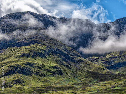 Landscape Doolough Valley - Majestic Mountain Range With Rolling Clouds
