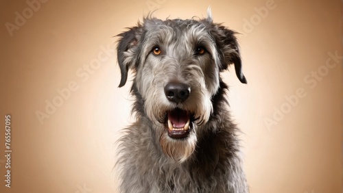  A captivating close-up of a dog's face, with its mouth open and eyes wide, exuding pure emotion