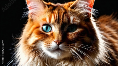  Blue-eyed feline faces, close-up on black backdrop #CatPhotography