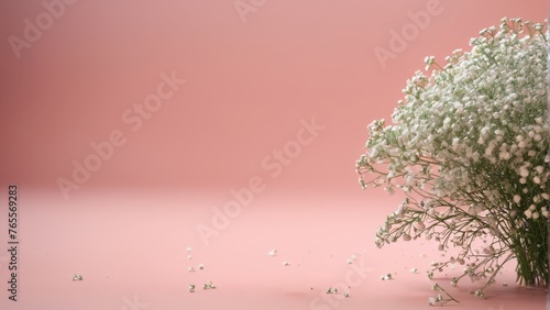  Baby's breath in pink vases on pink table - SEO