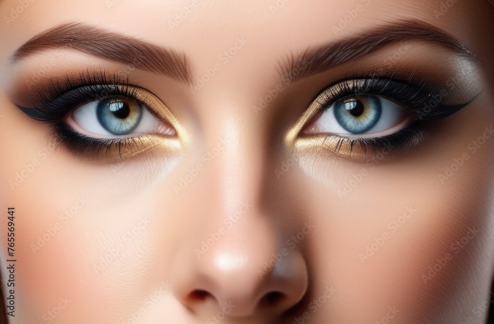 Close-up eye close-up, macro shot of female eyes with very long eyelashes and black eyeliner. Perfectly shaped makeup and long lashes Close-up eye close-up, macro shot of female eyes with very long eyelashes and black eyeliner. Perfectly shaped makeup and long lashes