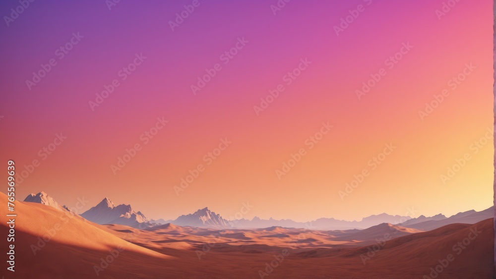  Purple Sky Mountain Landscape Image - Desert landscape with mountains in distance, purple sky in foreground