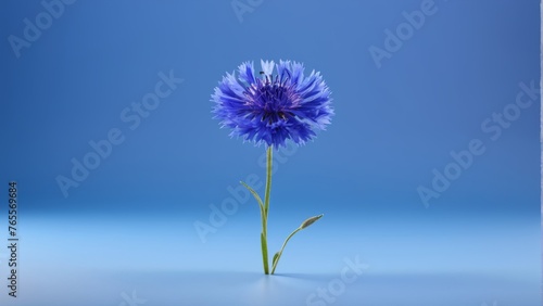  Blue flower on blue background with blue sky in backdrop  text