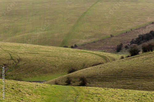 A full frame photograph of a rolling South Downs landscape