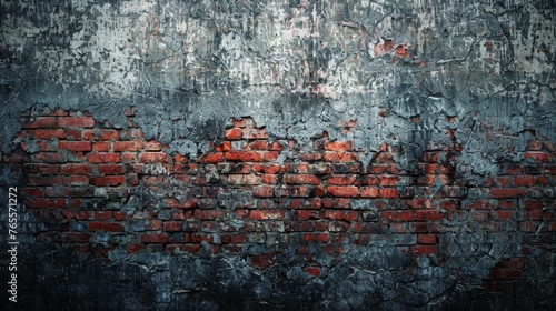 Eroded plaster over brick wall creating a distressed urban canvas, symbolizing memory and the passage of time