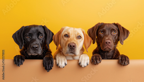 three labrador retriever puppies