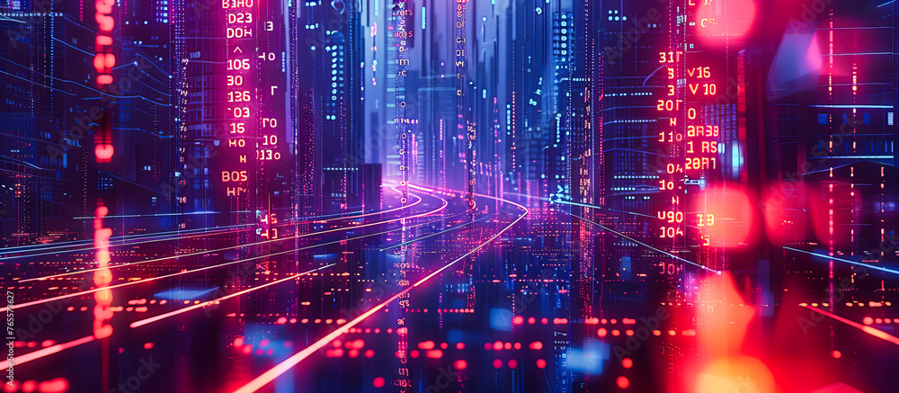 Digital cityscape and futuristic architecture, blending urban design with advanced technology in a dynamic and abstract concept Digital cityscape and futuristic architecture, blending urban design with advanced technology in a dynamic and abstract concept
