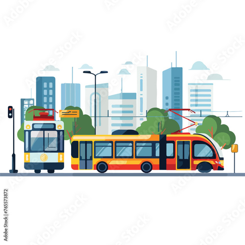 City public transport flat vector illustration isol