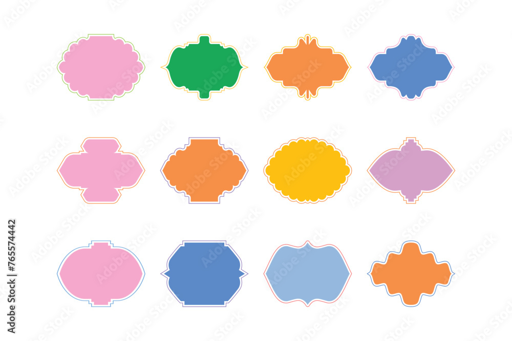 Islamic Frame Design Glyph with outline- SET 12 Islamic Frame Design Glyph with outline- SET 12