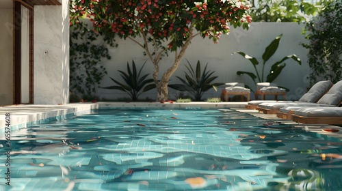 Serene Summer Day by the Luxury Poolside