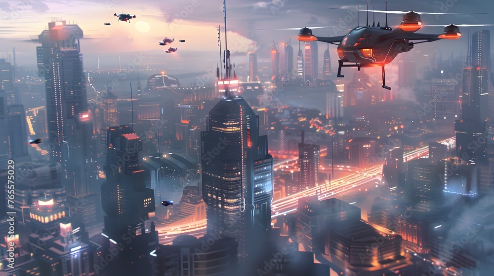 Futuristic Cityscape with Advanced Medicine and Technology Futuristic Cityscape with Advanced Medicine and Technology