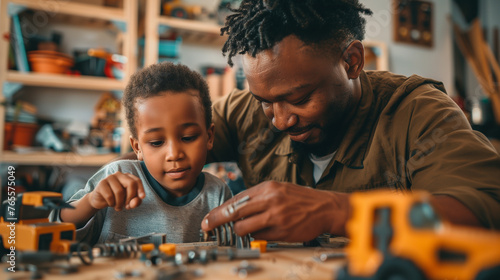 Fathers engaging in DIY projects with son, ai