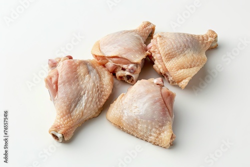 White background chicken thigh pieces 