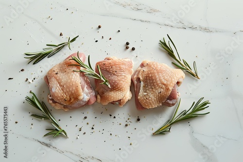 White background chicken thigh pieces