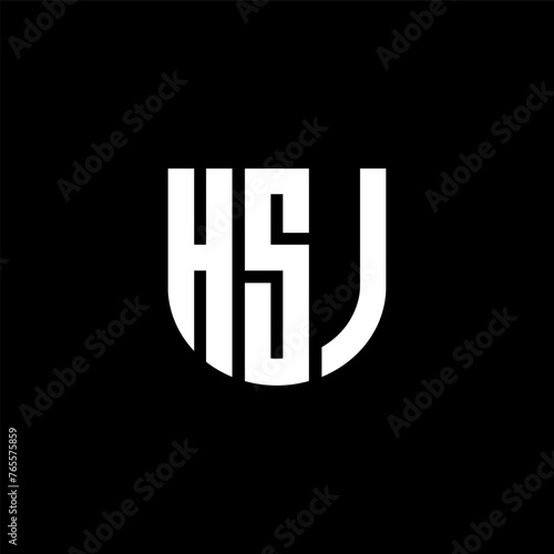 HSJ letter logo design with black background in illustrator, cube logo, vector logo, modern alphabet font overlap style. calligraphy designs for logo, Poster, Invitation, etc.