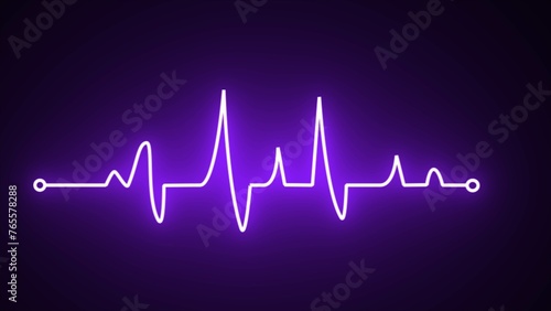 Neon heartbeat icon. Pulse line illustration. Ekg neon pulse monitor with and black backgrounds.