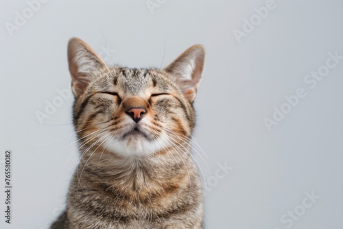 cat with his eyes closed and a joyful expression © Igor