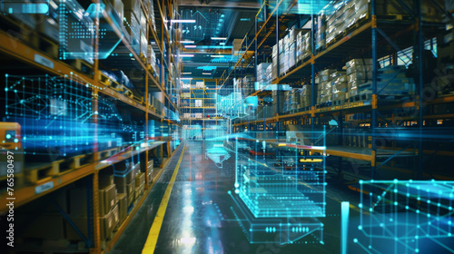 Industry 4.0: Futuristic Retail Warehouse. Generative AI