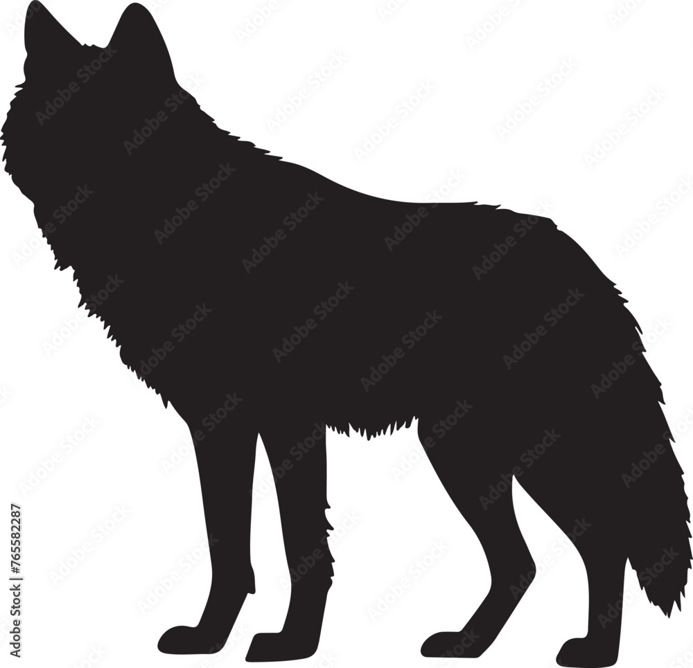 Obraz premium Wolf Silhouette Vector Illustration White Background
