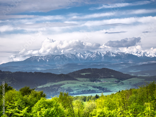 View of High Tatras and Pieniny from Gorce mountains