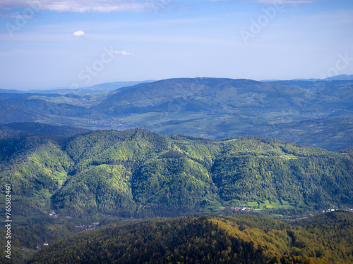 View of montain Twarogi in Gorce Mountains from summit of mountain Luban.