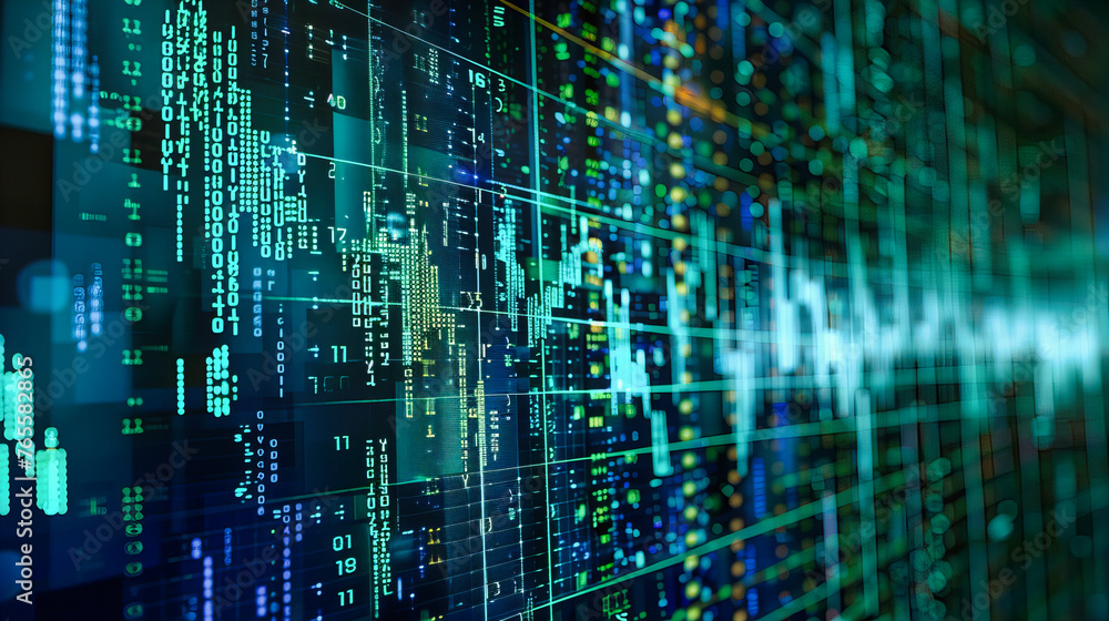 Digital Technology and Binary Coding, Abstract Cyberspace with Blue Background, Futuristic Network and Information Digital Technology and Binary Coding, Abstract Cyberspace with Blue Background, Futuristic Network and Information