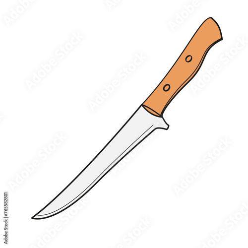 boning knife color vector illustration