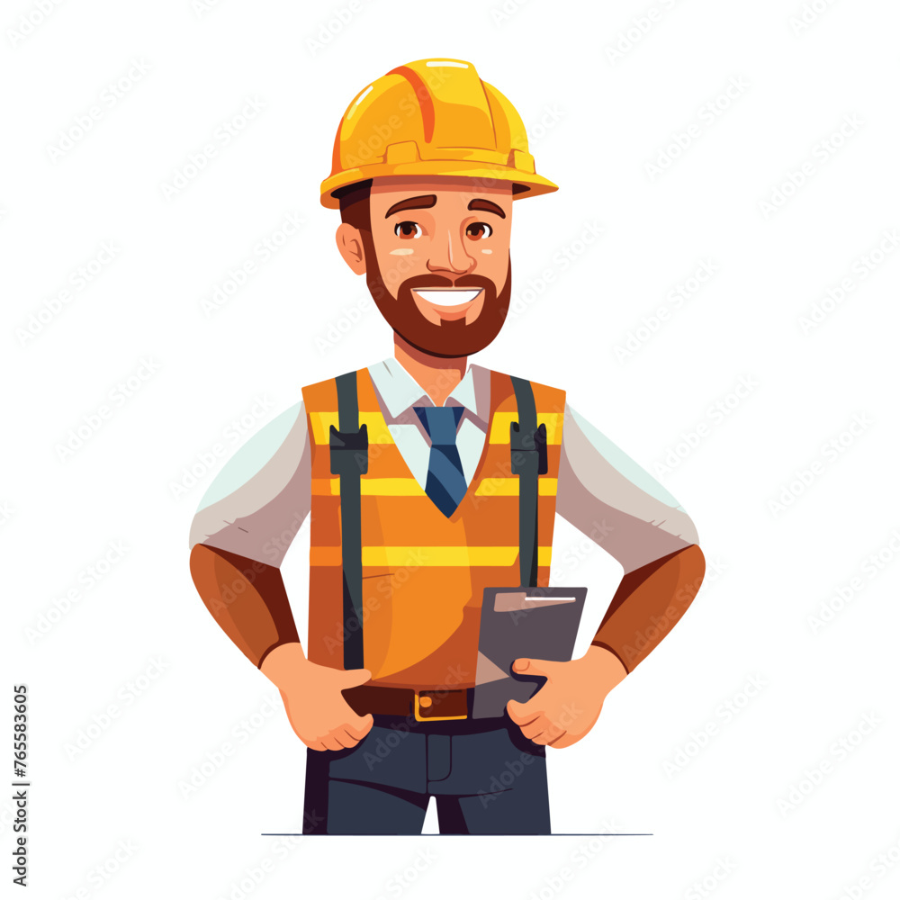 construction engineer cartoon flat vector 