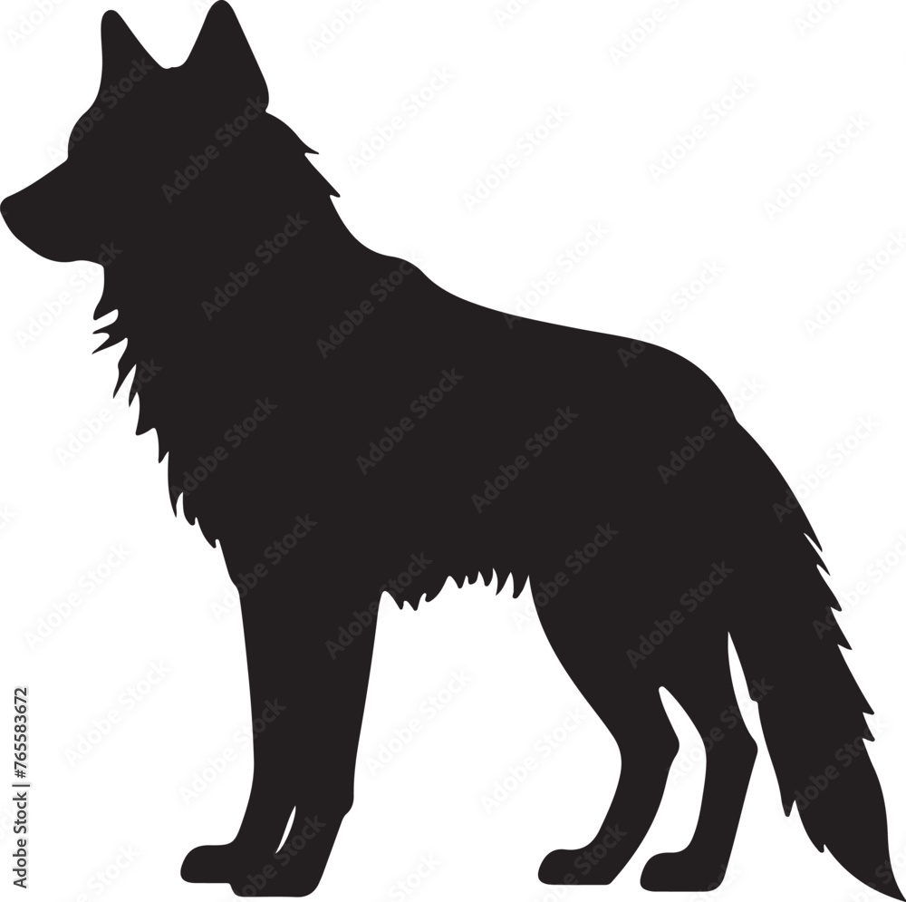 Obraz premium Wolf Silhouette Vector Illustration White Background