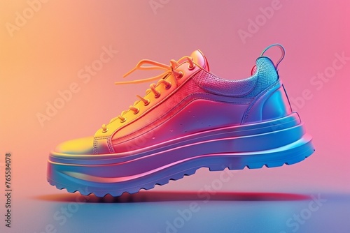 Multi-colored shoe on gradient background3d rendering photo