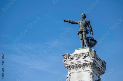 Detail of the monument to Prince Henry the Navigator (1900) in Infante Dom Henrique Square, Porto, Portugal. photo
