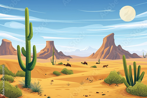landscape with cactus and mountains