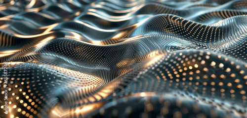 Shimmering waves of liquid metal weave an intricate tapestry of tech design.
