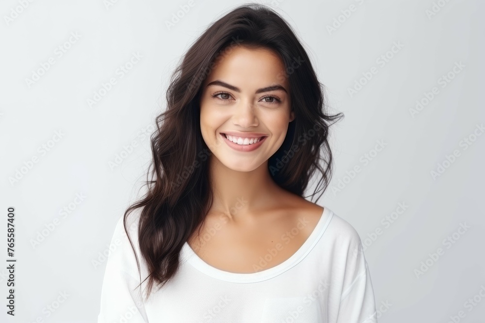 Smiling Woman in White Shirt Smiling Woman in White Shirt