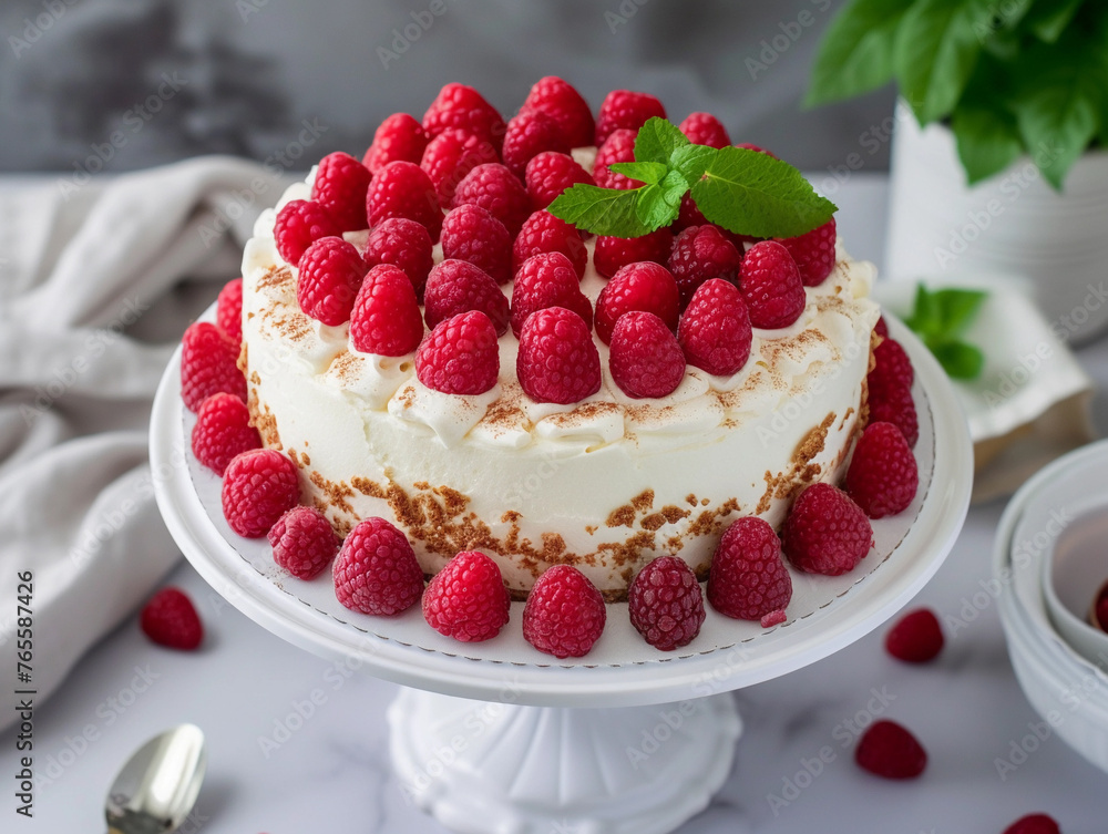 Classic Raspberry Topped Cream Cake Classic Raspberry Topped Cream Cake