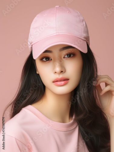 Woman in Pink Hat and Shirt